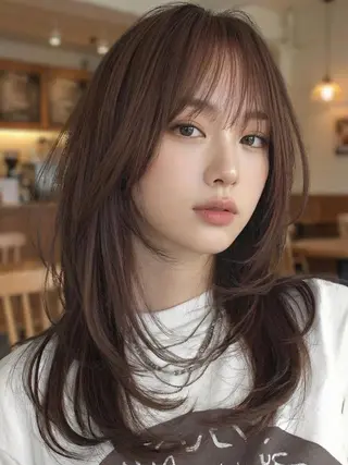 カラー セミロング ✂韓国レイヤー 🦋みやび🪽のヘアスタイル