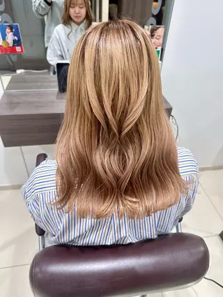 ロング カラー ブリーチ/艶カラー /縮毛矯正/みなのヘアスタイル