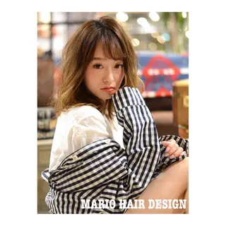 ミディアム カラー パーマ 竹嶌 健吾のヘアスタイル