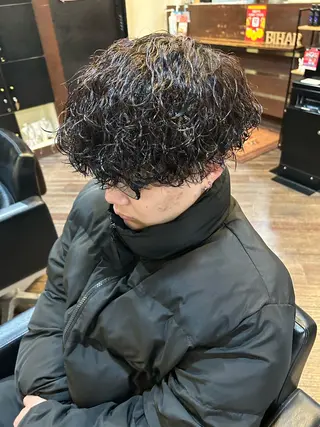 ミディアム パーマ メンズ 大阪/梅田/シャドウ パーマ/ノボリユウタのヘアスタイル