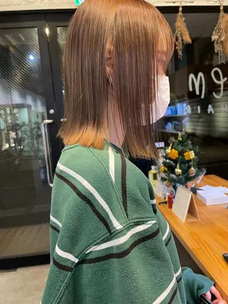 ミディアム カラー ヘアアレンジ アイブロウ satsuki 暖色・ブラウンカラーのヘアスタイル