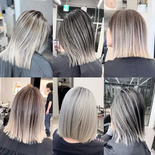 セミロング ブリーチ×エクステ 超特化美容師のヘアスタイル