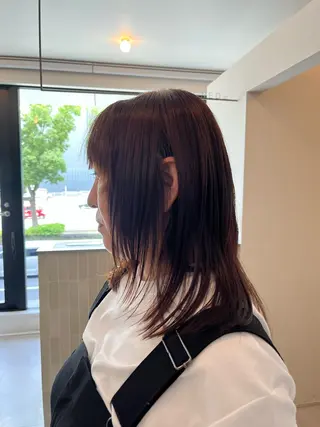 セミロング unfeigned02所属・おーした /カットモデル伏見栄のヘアスタイル