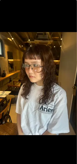 ミディアム パーマ 石原 実のヘアスタイル