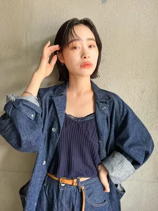 ショート カラー パーマ/レイヤー 岩山丈一郎のヘアスタイル