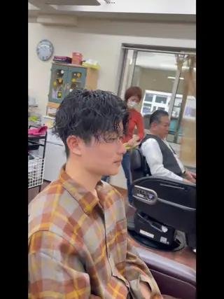 ミディアム パーマ メンズ メンズパーマ 赤司 泰樹のヘアスタイル