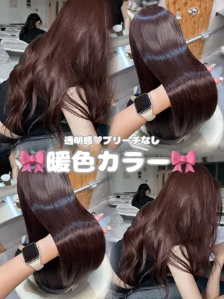 ロング カラー ハイトーン縮毛/暖色 なーな🎀🤍のヘアスタイル