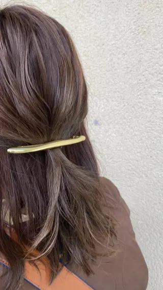 セミロング カラー パーマ ヘアアレンジ 銀座/前髪顔まわり/ 透明感カラー/danのヘアスタイル