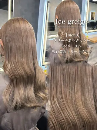 セミロング カラー ヘアアレンジ ダメージレスカラー 🩵HIYO🩵のヘアスタイル