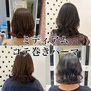 ミディアム パーマ コテ巻きパーマ🐾 篠谷悠衣のヘアスタイル