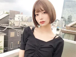 ミディアム カラー 前髪&顔周りカット/ 韓国レイヤー/シバタのヘアスタイル