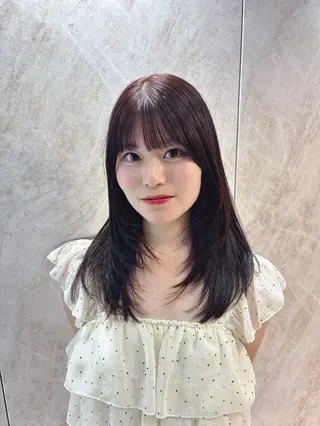 セミロング カラー 顔周りレイヤーカット /髪質改善/ゆう🤍のヘアスタイル