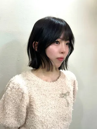 ミディアム カラー パーマ ヘアアレンジ 小野寺瑞希 /最小顔カットのヘアスタイル