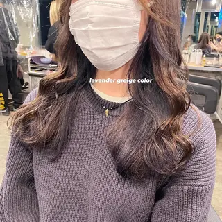 ロング カラー パーマ ヘアアレンジ メンズ キッズ ネイル マツエク・マツパ アイブロウ 透明感カラー・レイヤ ー🎀amika🎀のヘアスタイル