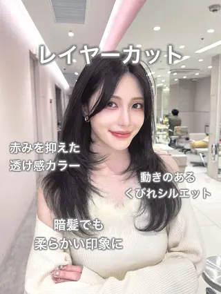 セミロング カラー 韓国ヘア/レイヤー/ 顔まわり/りょーとのヘアスタイル