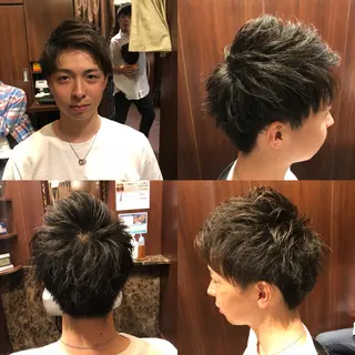 ミディアム メンズカットフェード パーマ/前山竜貴のヘアスタイル