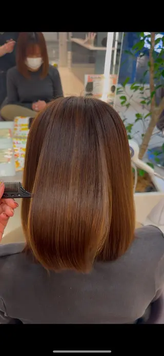 パーマ 透明感|ストレート| クロスパーマ|はるかのヘアスタイル