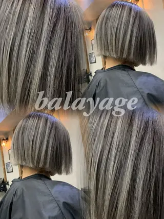 セミロング カラー ヘアアレンジ グランルッソ所属・岡山× バレイヤージュカラーのヘアスタイル