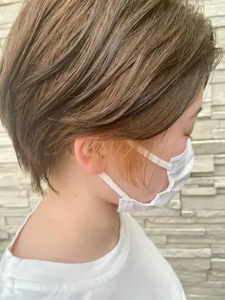 ショート カラー 塩谷黎✨ブリーチ無W カラーメンズパーマ✨のヘアスタイル