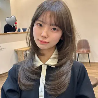セミロング 🌹ハッシュカット、 レイヤー韓国ヘア🌹のヘアスタイル