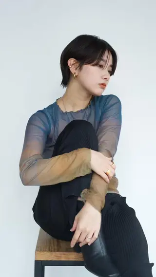 ミディアム カラー パーマ CEINE loqのヘアスタイル