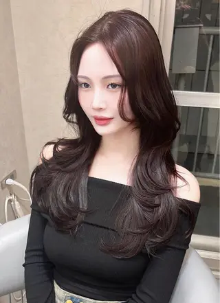 セミロング カラー 韓国ハッシュカット/ 新宿/髪質改善/岡崎のヘアスタイル