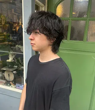 ショート パーマ メンズ 清水千優/パーマ/透 明感カラー/メンズのヘアスタイル