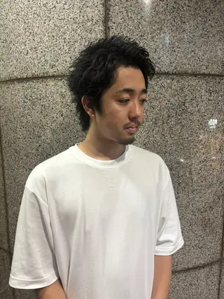 メンズ スパイキーパーマ 柏NO1 藤本葉のヘアスタイル