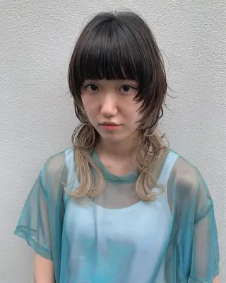 ロング ブリーチ/ウルフ ハッシュカット/石山のヘアスタイル