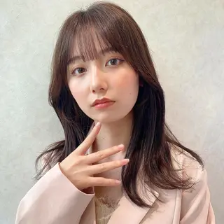 ミディアム カラー 顔周り/くびれヘア 韓国ヘア💕風間るなのヘアスタイル