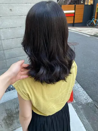 ミディアム ✨色持ちの良い艶 カラー✨蟹江真世のヘアスタイル