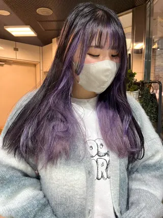 ロング カラー 💖デザインカラー/ タダ ハナカ💖のヘアスタイル