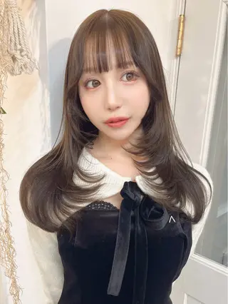 ミディアム 前髪&顔周りカット/ 韓国レイヤー/シバタのヘアスタイル