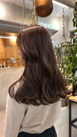 セミロング カラー じゅわっと暖色カラー 🍊Moemiのヘアスタイル