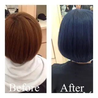 ショート ミディアム カラー アオガミ （前髪顔周りカット）のヘアスタイル