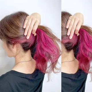 ミディアム カラー JuNブリーチに 縮毛矯正するプロのヘアスタイル