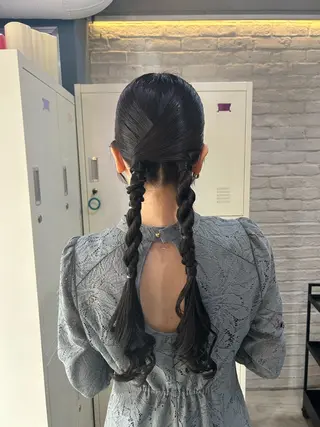 ヘアアレンジ 暖色/艶カラー/ エクステ/ユリヤのヘアスタイル