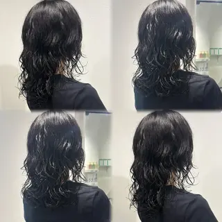 セミロング パーマ 髪質改善ストレート /暖色カラー🎀🪞のヘアスタイル