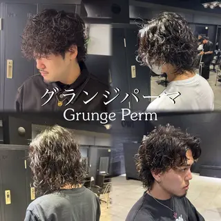 ショート パーマ メンズ メンズ専門 美容師✨ アメ村 堀江颯瑛のヘアスタイル