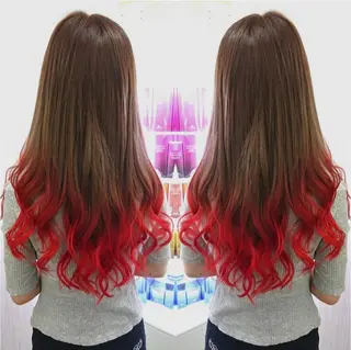 ロング カラー れん/ハイトーン /エクステ/韓国風のヘアスタイル