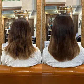 セミロング カラー ブリーチ毛対応酸性 ストレート🌈サキのヘアスタイル