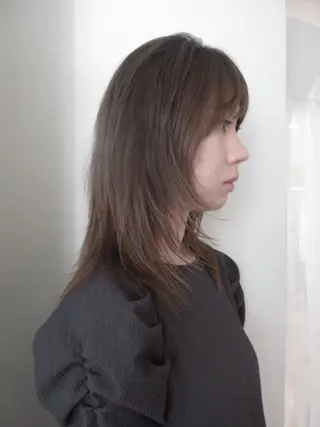 ロング カラー ブリーチなしWカラー /赤み消し/トモキのヘアスタイル