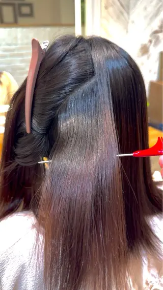 セミロング 横浜｜韓国レイヤー｜ 暖色カラー｜まなとのヘアスタイル