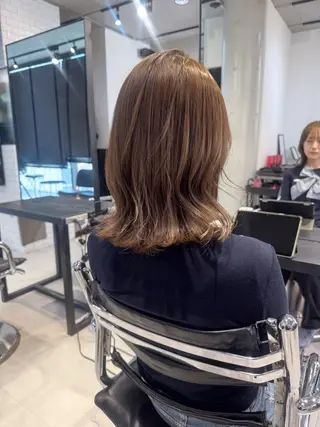 ロング カラー パーマ ヘアアレンジ 透明感/オリーブ/ グレージュ/YUKAのヘアスタイル