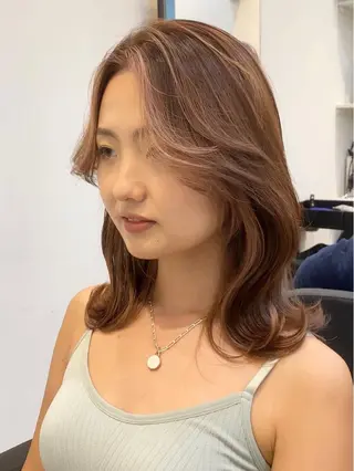 ミディアム カラー パーマ ヘアアレンジ メンズ キッズ ネイル マツエク・マツパ アイブロウ 韓国風×透明感カラー 髪質改善オタベシンヤのヘアスタイル