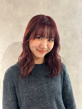 ミディアム ayano/パーマ/ 暖色カラーのヘアスタイル