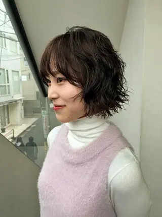 ミディアム パーマ 似合わせパーマ 竹之内竜矢のヘアスタイル