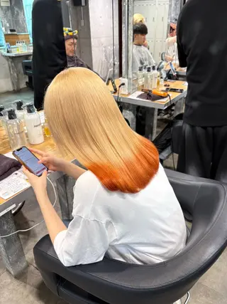 セミロング カラー ハイトーン 横浜💞ミオのヘアスタイル