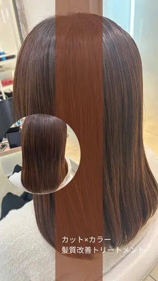 セミロング カラー 艶質改善/縮毛矯正 ササキナツミのヘアスタイル