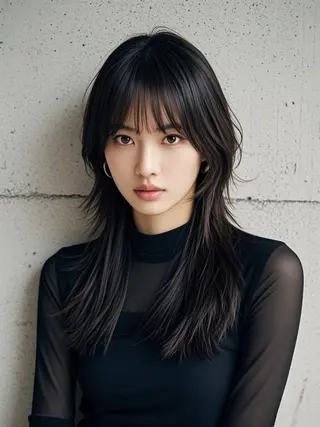 ロング ウルフカット 811 大阪梅田 ウルフのヘアスタイル